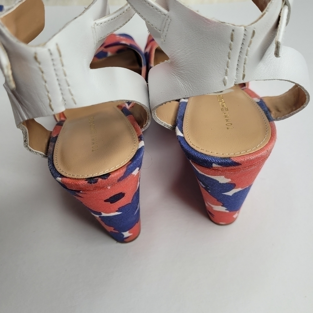 Tommy Hilfiger Floral Red, White & Blue Wedge Heels - Picture 11 of 14